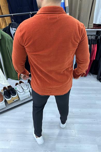 Kiremit Slim Fit Kalın Polar Gömlek