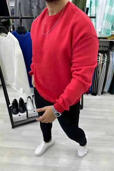 Kırmızı Oversize Basic Sweat