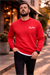 Kırmızı üç iplik şardonlu sweatshirt