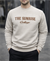 Krem 3 İplik Şardonlu Baskılı Sweatshirt