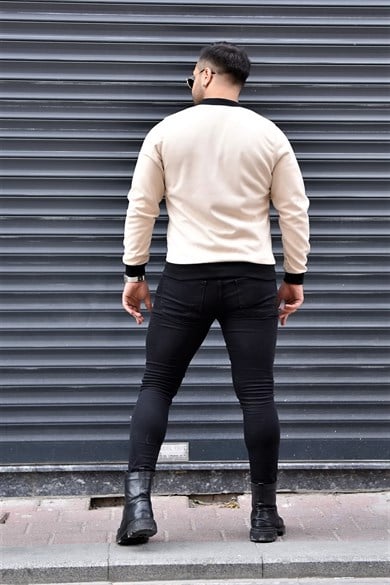 Krem Slim Fit Nubuk Ceket