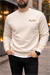 Krem üç iplik şardonlu sweatshirt