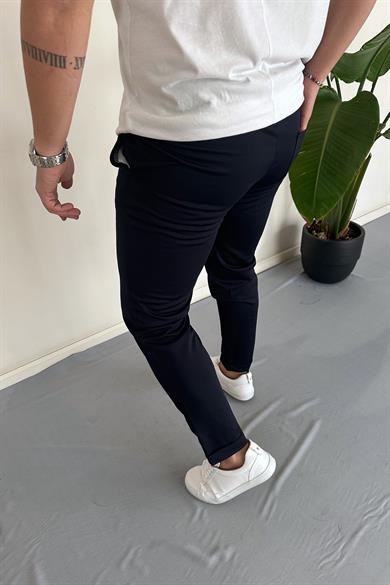 Lacivert Duble Paça Beli Lastikli Likralı Jogger