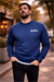 Lacivert üç iplik şardonlu sweatshirt