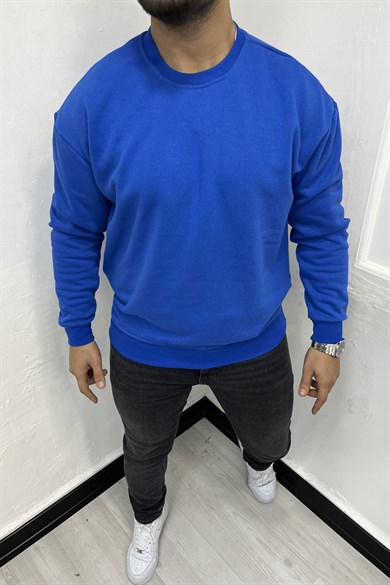 Mavi 3 İplik Şardonlu Oversize Sweatshirt