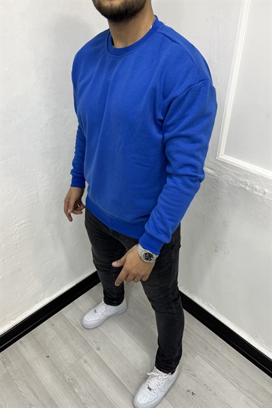 Mavi 3 İplik Şardonlu Oversize Sweatshirt