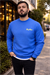 Mavi üç iplik şardonlu sweatshirt