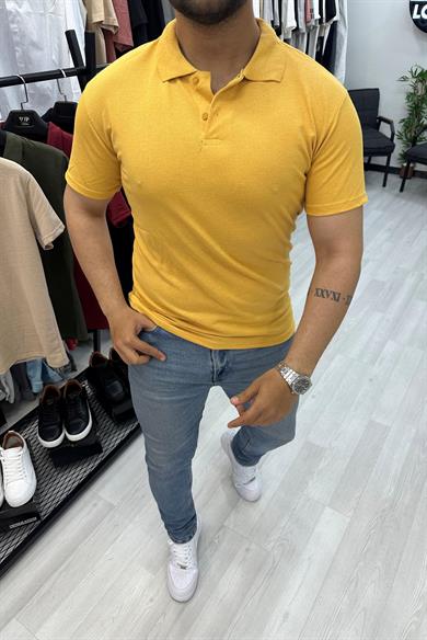 Sarı Slim fit Polo Yaka Tshirt