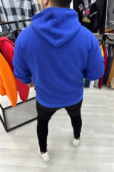 Sax Mavi Oversize Kapüşonlu Sweat