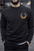 Siyah 3 İplik Şardonlu Baskılı Sweatshirt