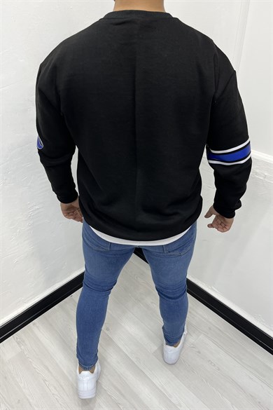 Siyah NY Baskılı  İçi Polar Oversize Sweatshirt