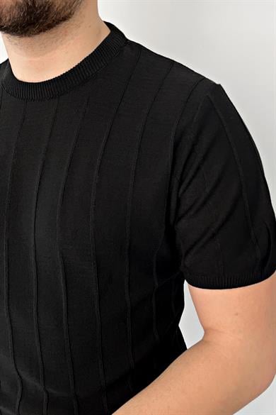 Siyah Örme Triko Tshirt
