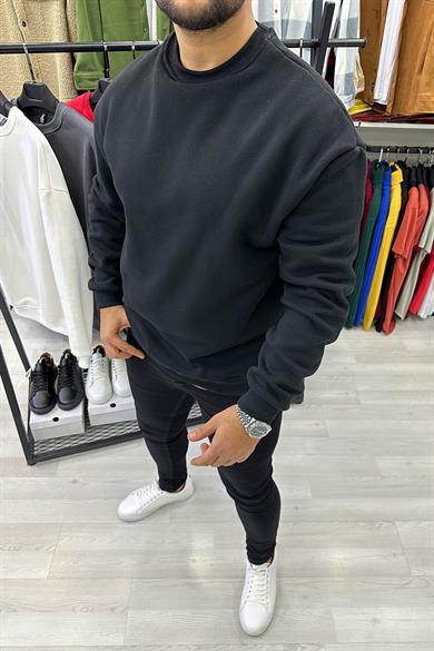 Siyah Oversize Basic Sweat