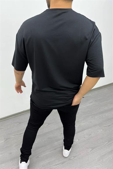 Siyah Pis Dikiş Oversize Tshirt