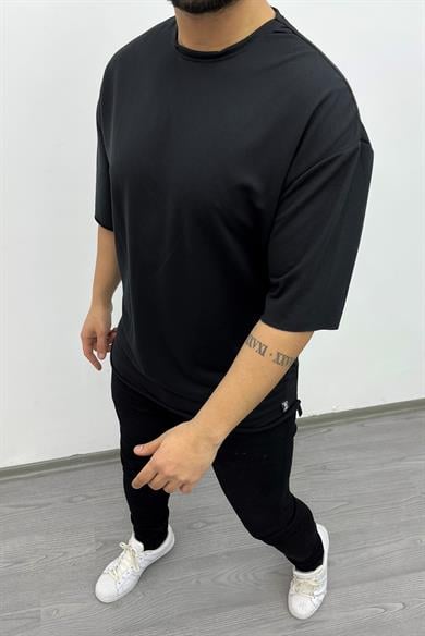 Siyah Pis Dikiş Oversize Tshirt