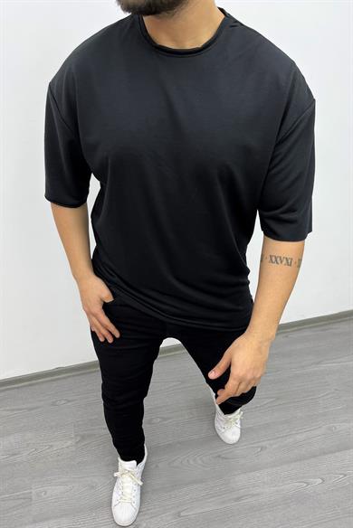 Siyah Pis Dikiş Oversize Tshirt