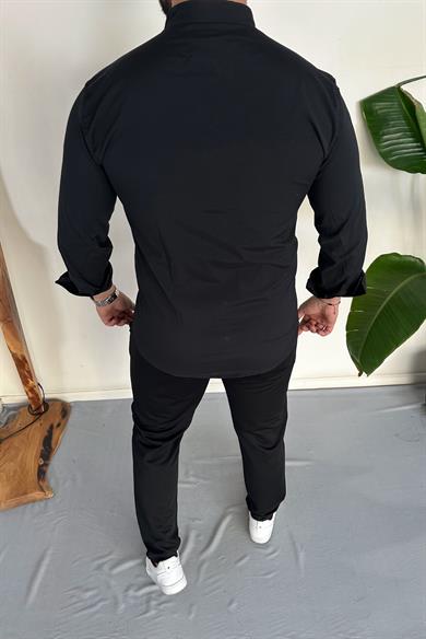 Siyah Slim Fit Klasik Gömlek