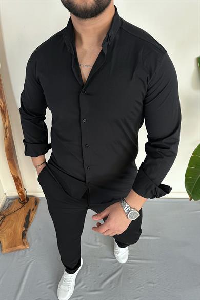 Siyah Slim Fit Klasik Gömlek