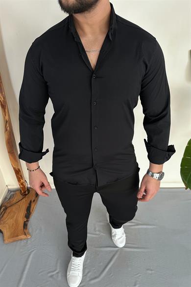 Siyah Slim Fit Klasik Gömlek