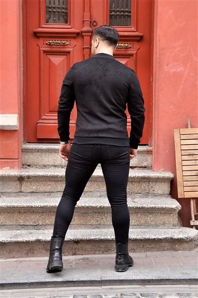 Siyah Slim Fit Nubuk Ceket
