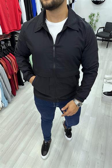 Siyah Su Geçirmez Mevsimlik Ceket