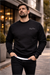 Siyah üç iplik şardonlu sweatshirt