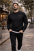 Siyah üç iplik şardonlu sweatshirt