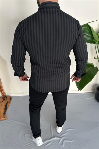 Slim Fit Çizgili Gömlek