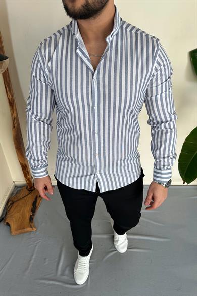 Slim Fit Çizgili Gömlek