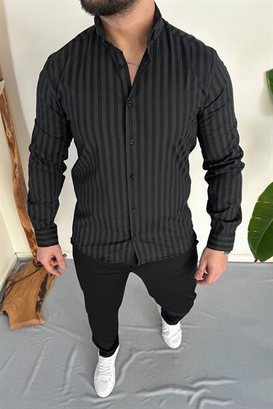 Slim Fit Çizgili Gömlek