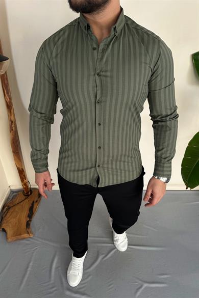 Slim Fit Çizgili Gömlek