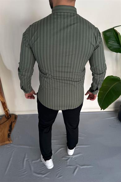 Slim Fit Çizgili Gömlek