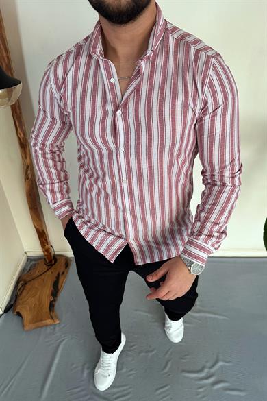 Slim Fit Çizgili Gömlek