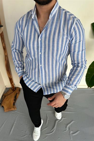 Slim Fit Çizgili Gömlek