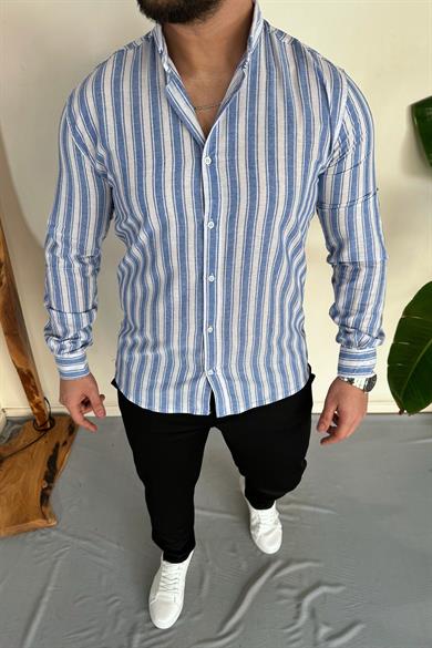Slim Fit Çizgili Gömlek