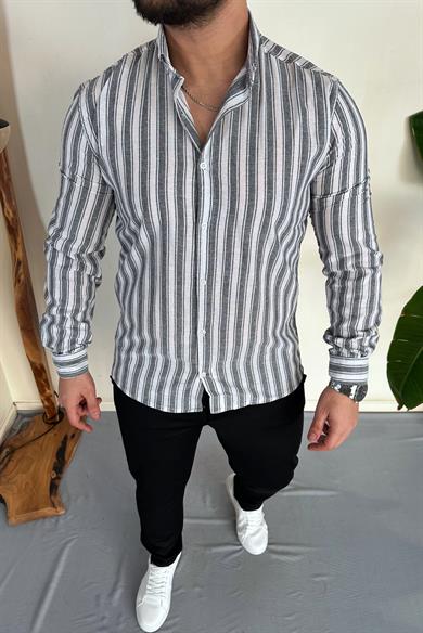 Slim Fit Çizgili Gömlek