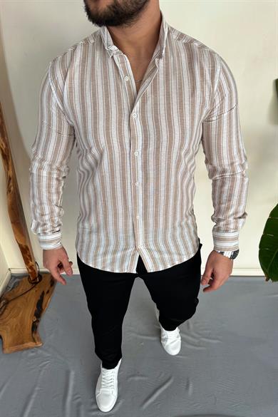 Slim Fit Çizgili Gömlek