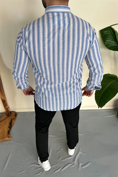 Slim Fit Çizgili Gömlek