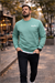 Su yeşili üç iplik şardonlu sweatshirt