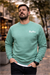 Su yeşili üç iplik şardonlu sweatshirt
