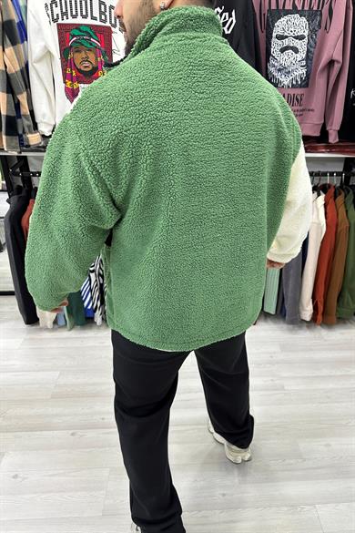Yeşil Fermuarlı Kuzu Ceket