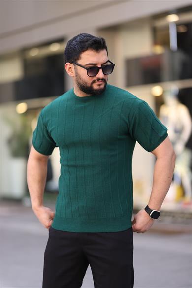 Zümrüt Yeşil Örme Triko Tshirt