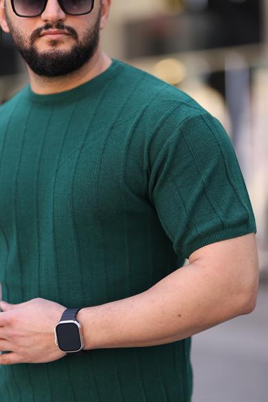 Zümrüt Yeşil Örme Triko Tshirt