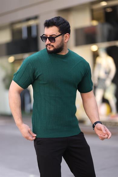 Zümrüt Yeşil Örme Triko Tshirt