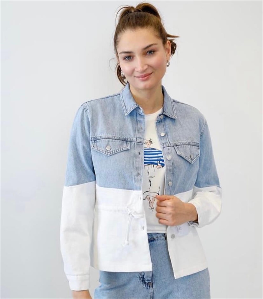 Çift Renk Kot Ceket 