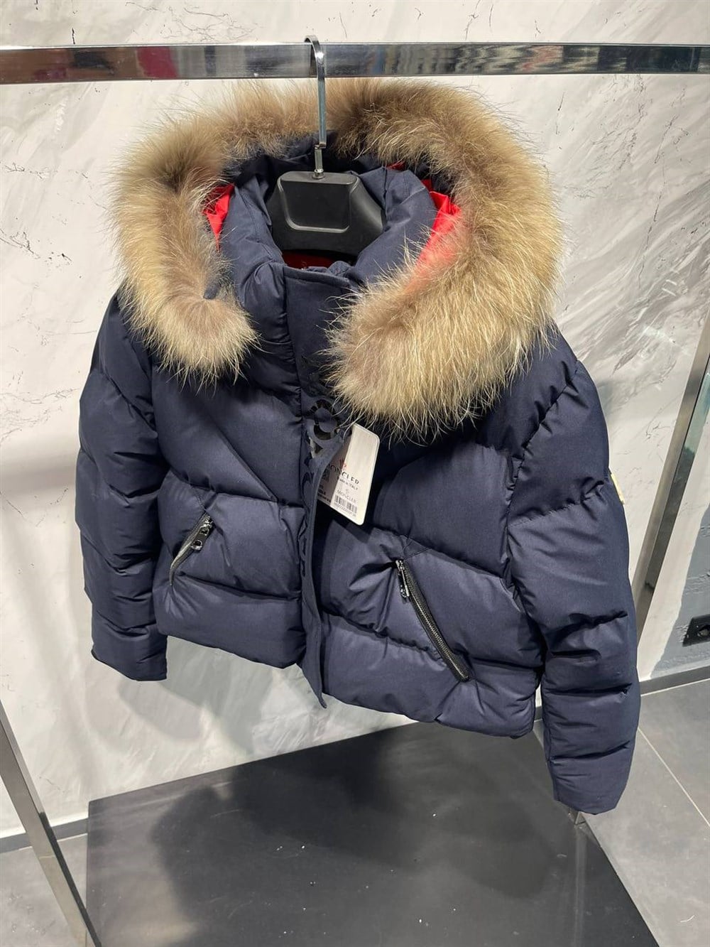 MONCLER LACİVERT KÜRKLÜ MONT
