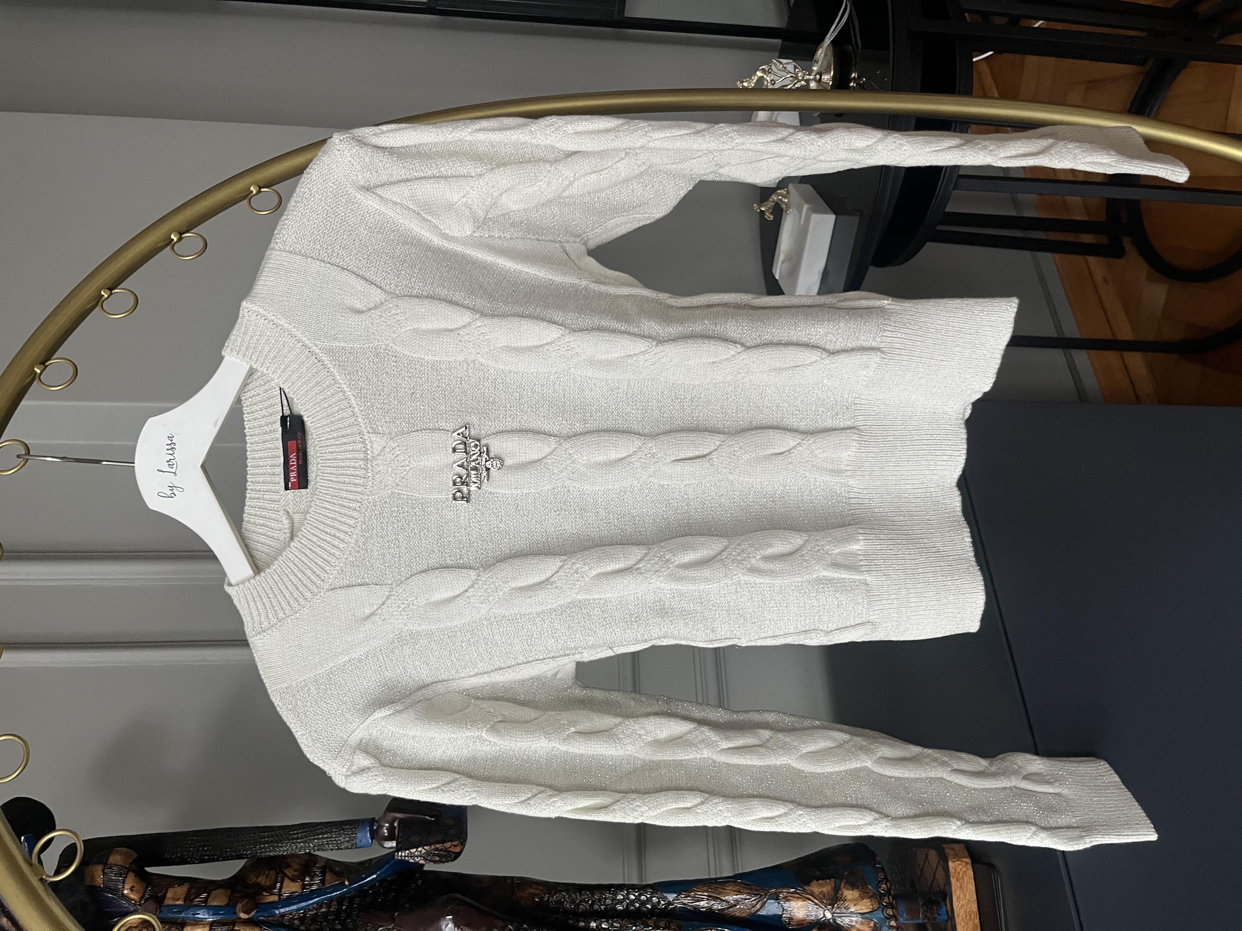 YENİ SEZON PRDA KIRIK BEYAZ SİMLİ KAZAK