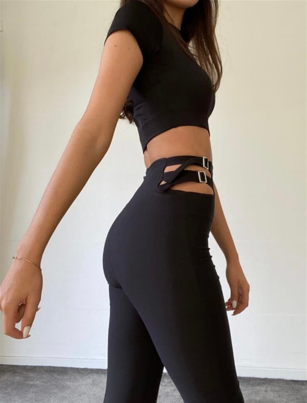 Siyah Beli Kemerli Pantolon