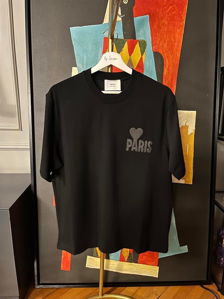 AMİ PARİS UNİSEX SİYAH TSHİRT 