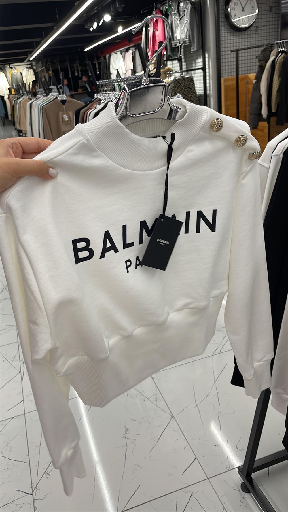 Blmn beyaz crop sweatshirt 